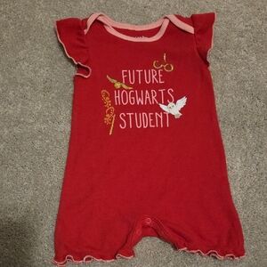 Harry Potter Red Baby Romper with Pink Trim